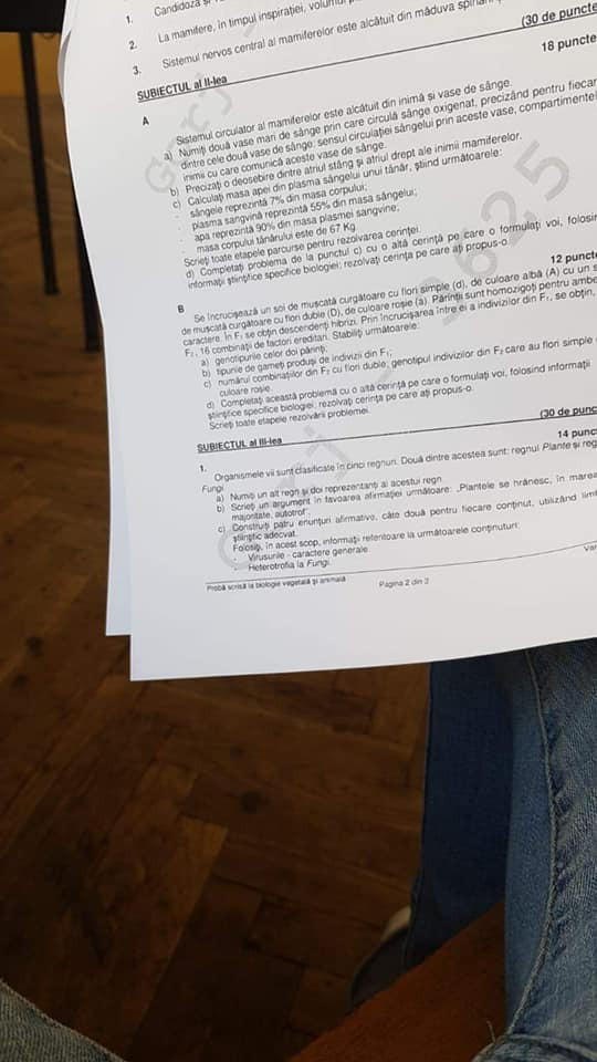 Biologie vegetală și animală Bac 2022