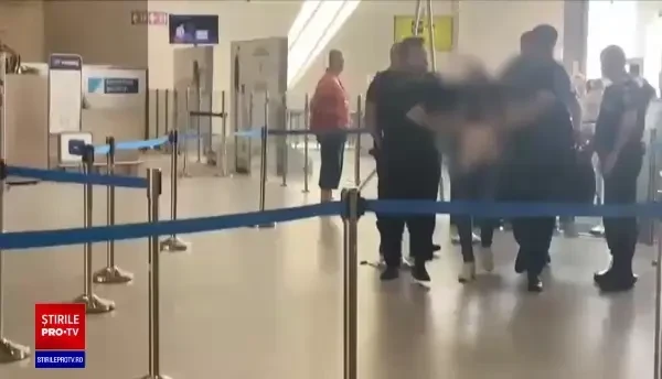 Momente tensionate pe aeroportul Otopeni. O femeie care făcea scandal, scoasă din rând şi escortată de agenţi
