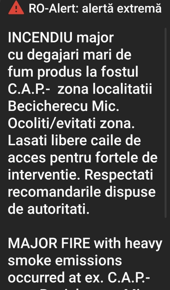 ro alert incendiu timis