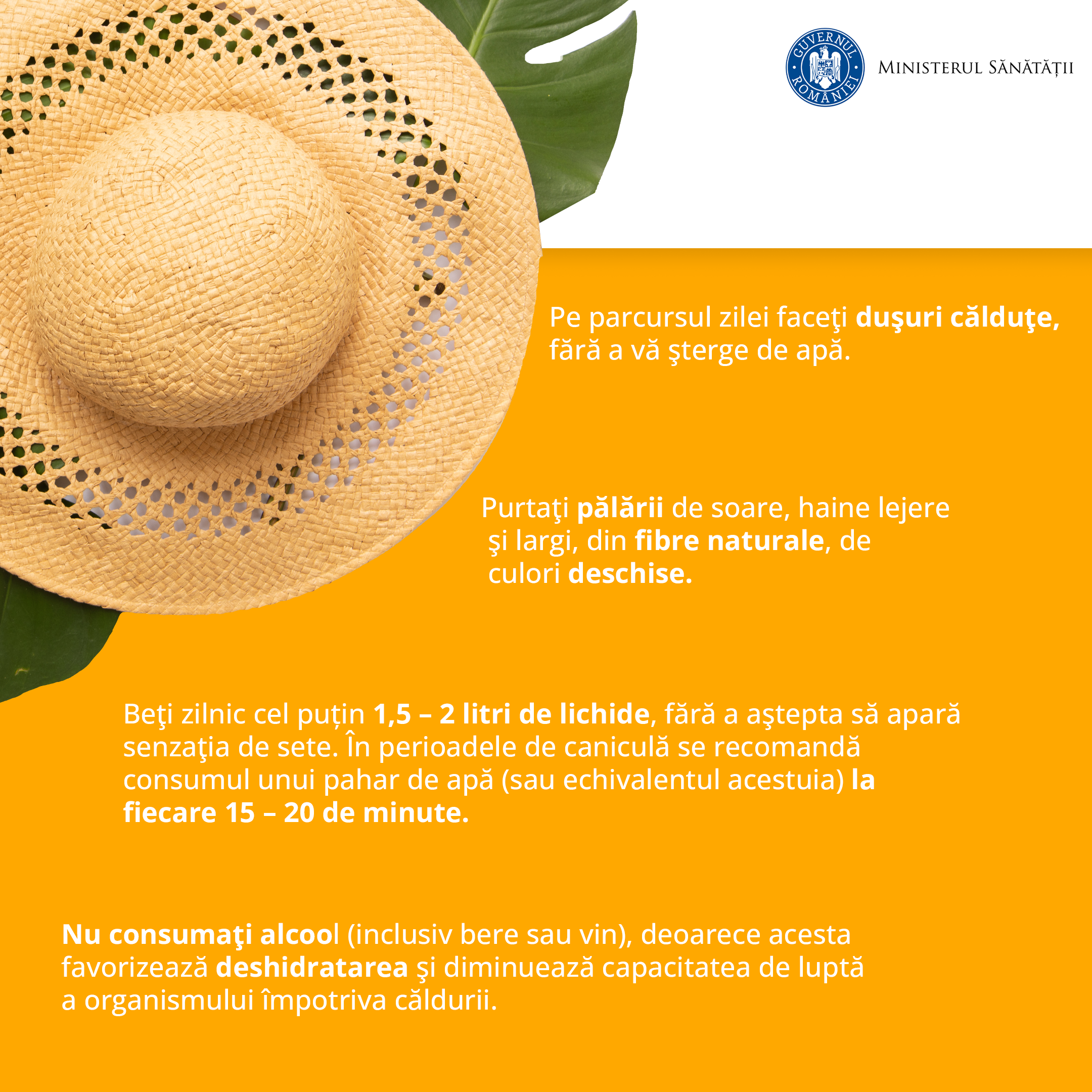 Sfaturi de canicula pentru populatia generala