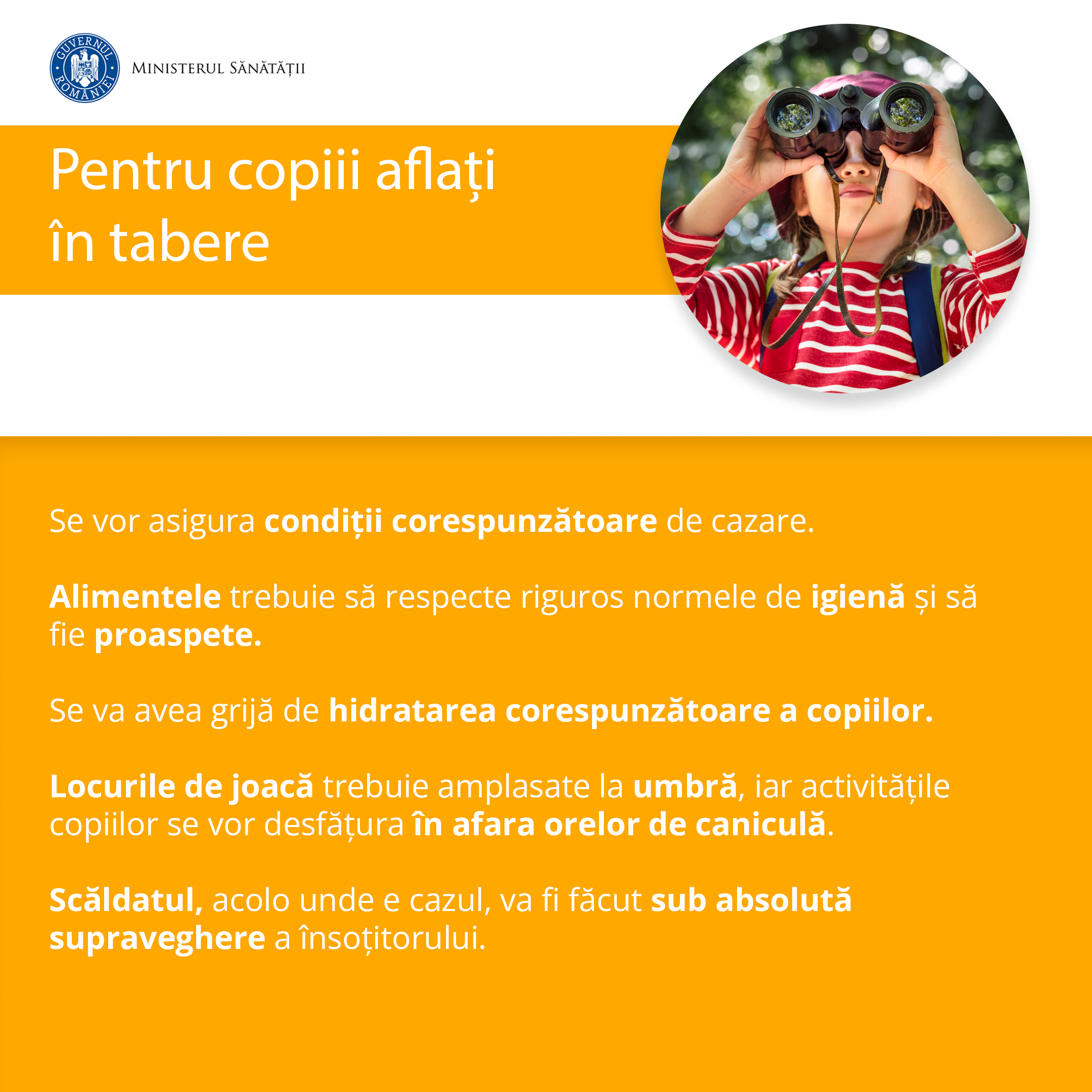 Recomandari pe timp de canicula pentru copiii din tabere