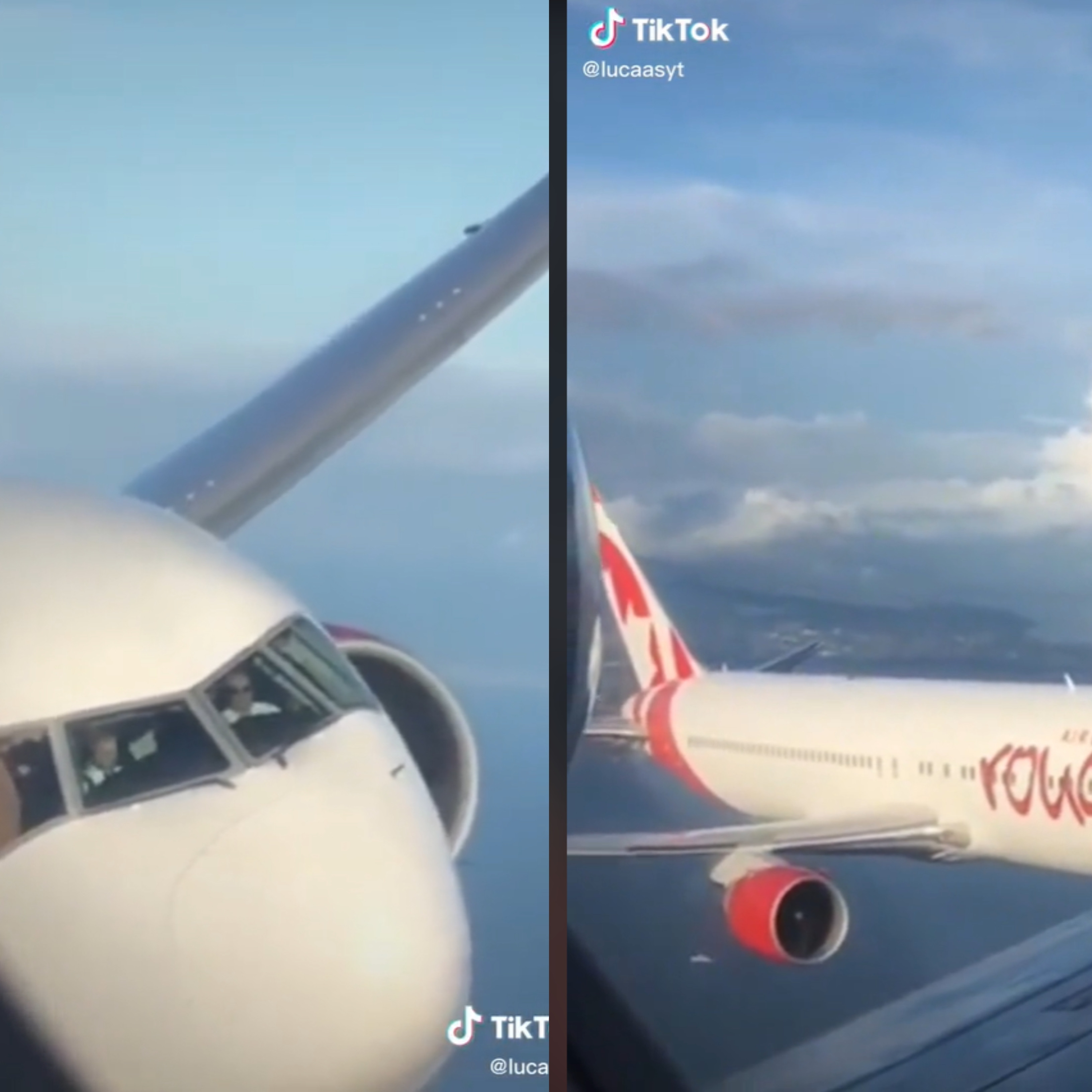 Imagini uluitoare. Două avioane au fost surprinse zburând înfricoșător de aproape unul de altul. VIDEO