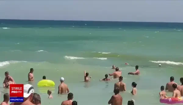 Momentul în care un salvamar salvează o fată purtată în larg de curenți, în Eforie Nord. Zi de foc pe litoral