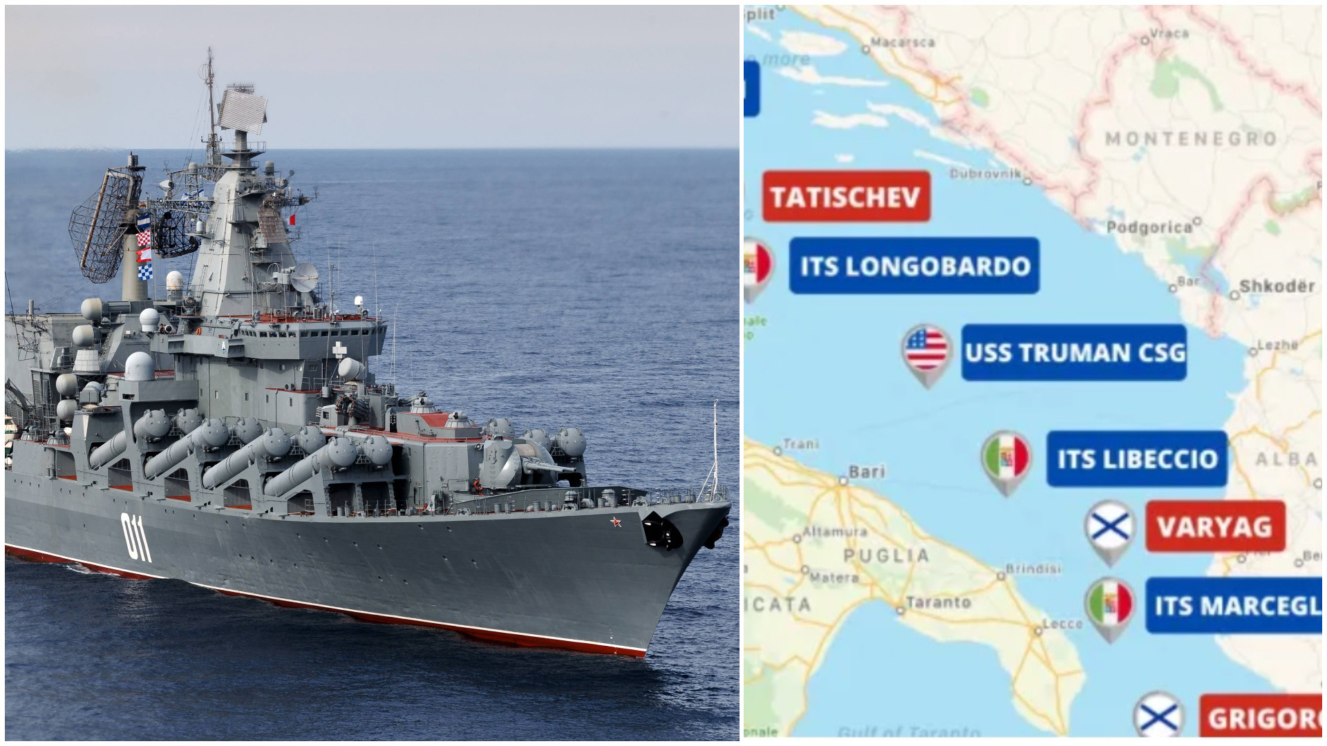 Nave de război rusești au pătruns în Marea Adriatică. Una dintre ele a încercat să blocheze un portavion american