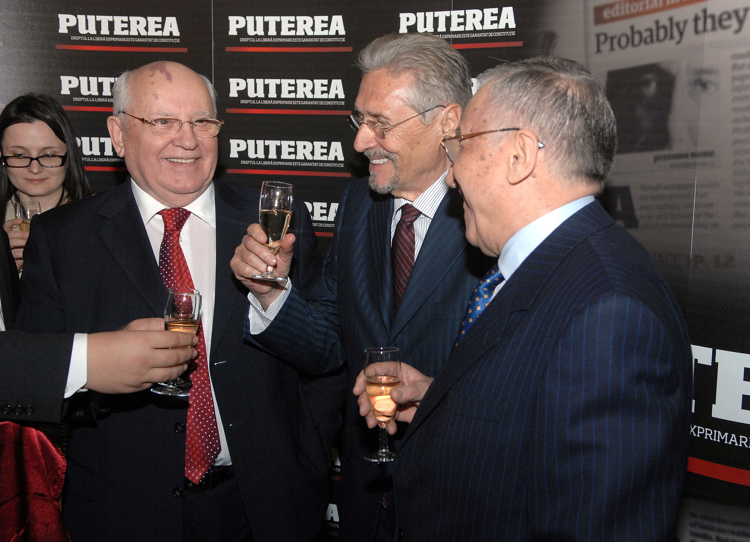 Ion Iliescu, Mihail Gorbaciov, Emil Constantinescu