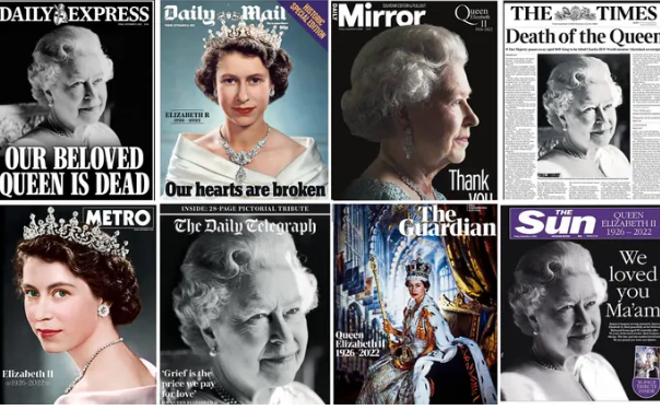 Presa britanică după moartea reginei: „V-aţi făcut datoria, doamnă!”, „Mulţumim”, „Inimile noastre sunt frânte”