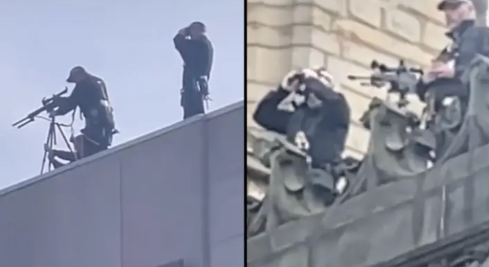 Mai mulți lunetiști au fost văzuți pe acoperișuri, în timpul transportului sicriului reginei, în Scoția