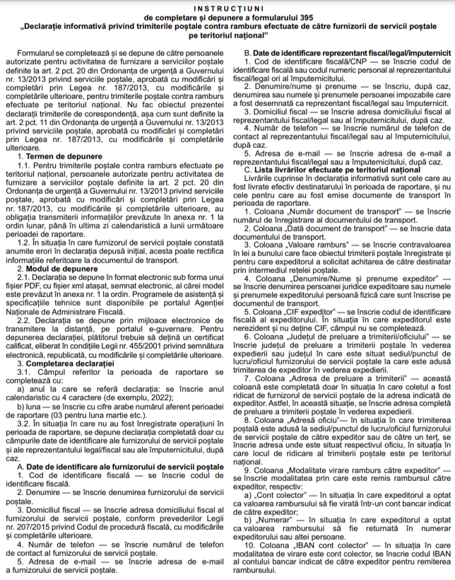 ordinul ANAF privind curierii