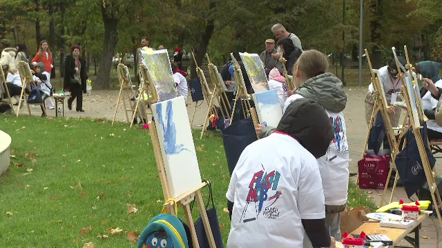 Flashmob al șevaletelor, simultan în Galați și Republica Moldova. Zeci de oameni și-au demonstrat talentul de pictori