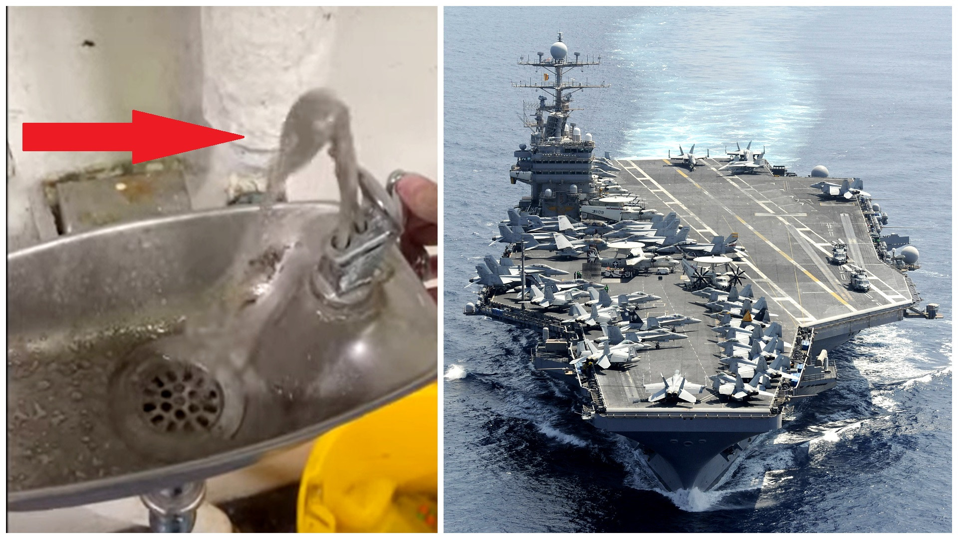Cum arată apa oribilă și cu E. coli pe care care o consumă marinarii unui portavion american. VIDEO halucinant