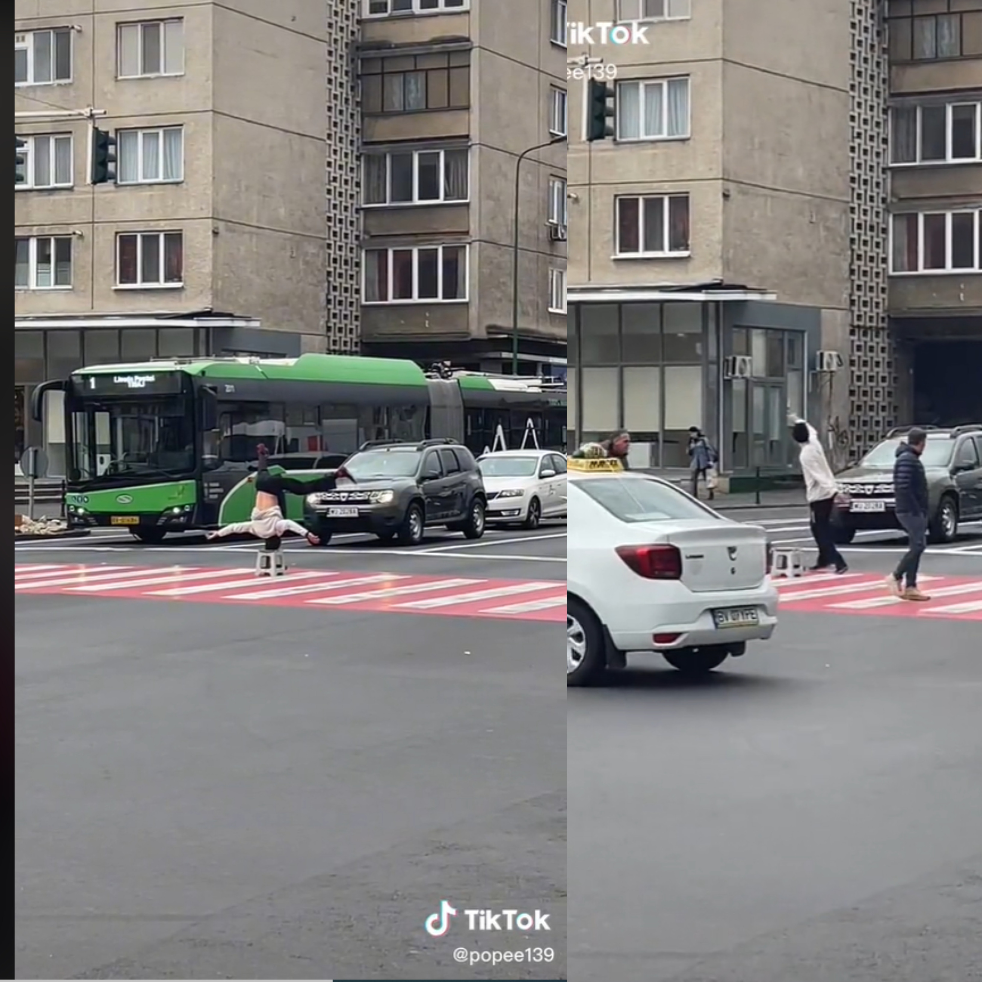 Un spaniol a fost amendat după ce a stat în cap la o intersecție din Brașov. Cum s-a justificat polițiștilor români. VIDEO