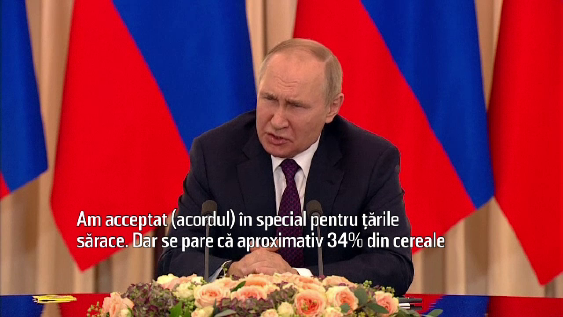 Putin susține că a ieșit din acordul privind cerealele din Ucraina pentru că grânele ajungeau în UE, nu în țările sărace