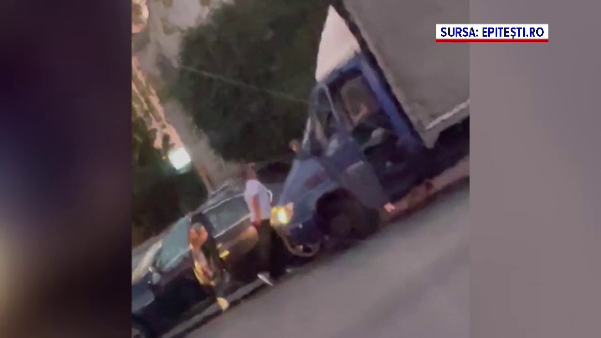 Scandal într-o parcare din Pitești. Un șofer a încercat să dea cu mașina peste o persoană cu care s-a certat în trafic