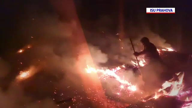 Incendiu de vegetație uscată în Prahova. 50 de hectare au fost pârjolite de flăcări