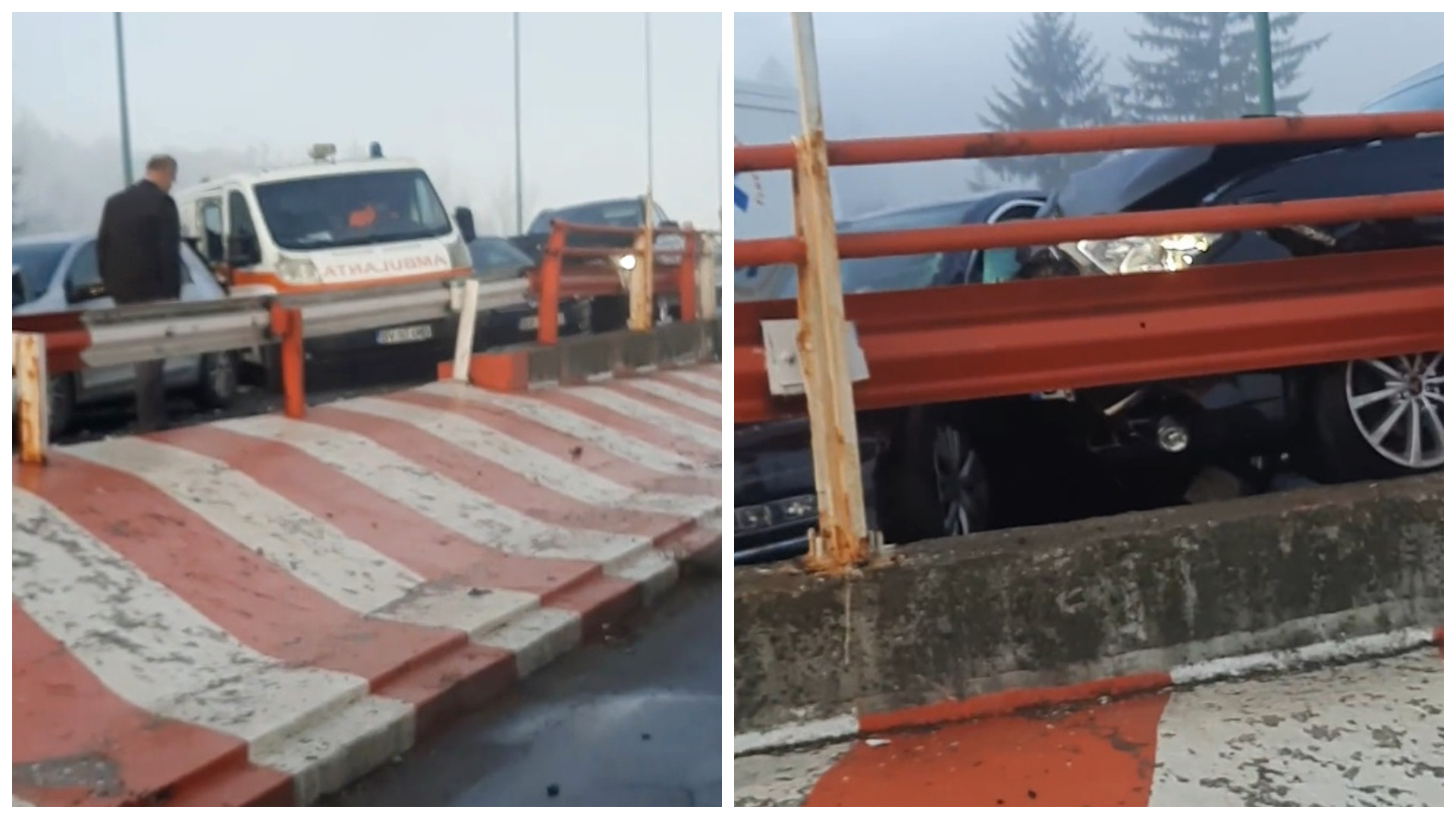 Accident în lanț pe DN1, între Brașov și Predeal. 17 mașini, printre care și o ambulanță, au fost implicate | VIDEO