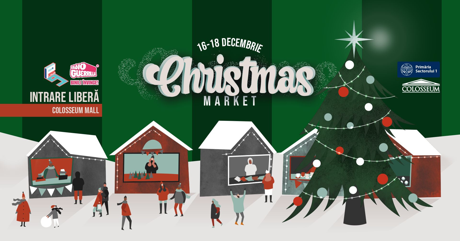 Târg de Crăciun în București, în perioada 16-18 decembrie, cu magicieni, acrobați și muzică live