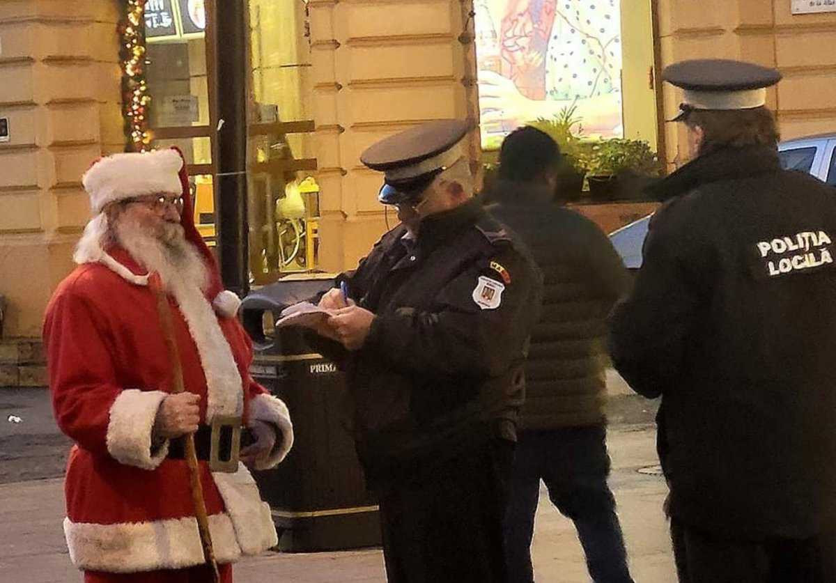 Moș Crăciun, amendat la Sibiu. „Ho, ho, ho. Unde ai parcat sania cu reni, moșule?”
