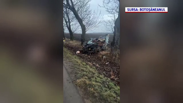 Accident tragic în Botoșani. Un șofer de 24 de ani a murit după ce s-a izbit cu mașina de mai mulți copaci