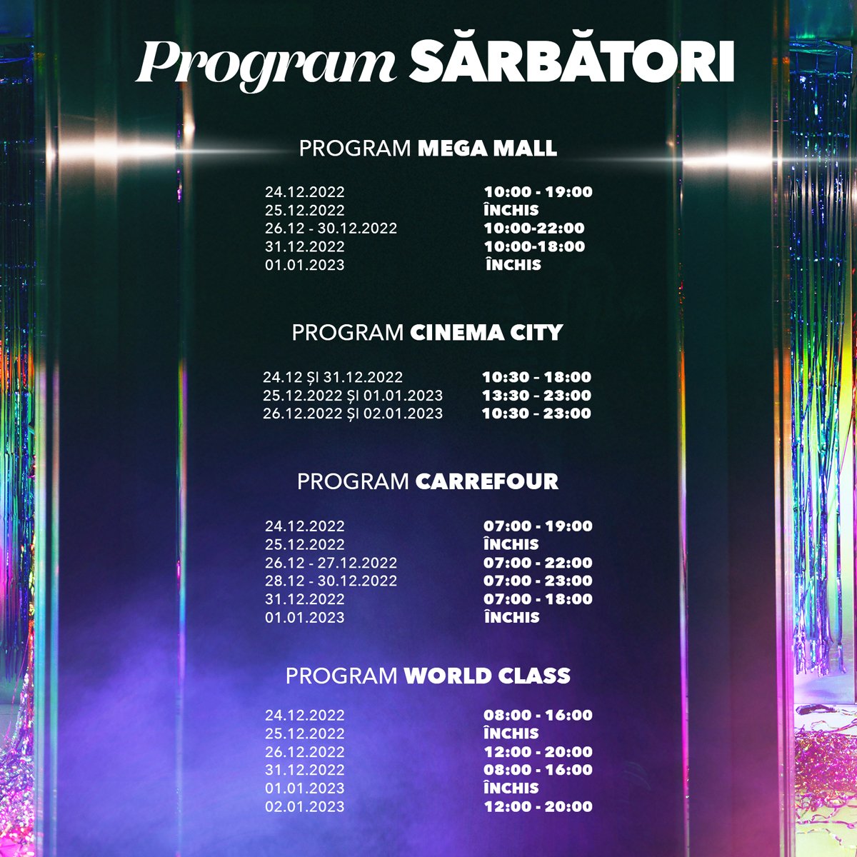 Program Mega Mall de sărbători
