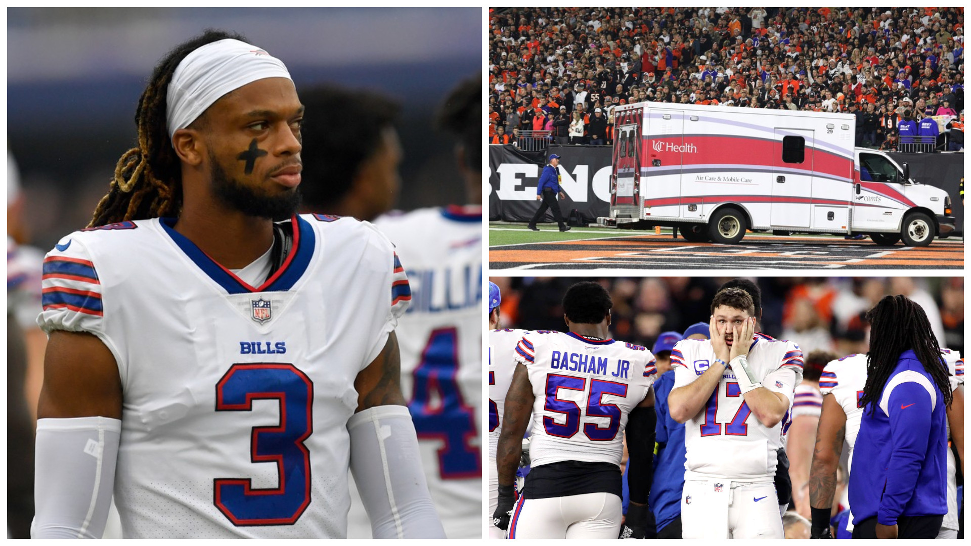 Șoc în NFL. Un star din fotbalul american a suferit un stop cardiac în timpul unui meci. Jucătorul, în stare critică