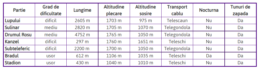 P&acirc;rtii de schi din Poiana Brașov