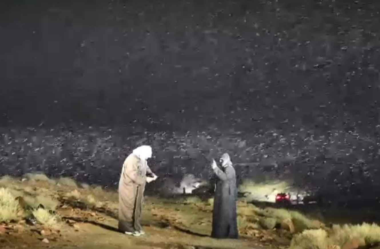 În Arabia Saudită a nins. Cum au reacționat localnicii