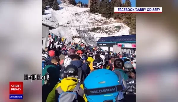 Aglomerație la schi, pe pârtile din țară. La Sinaia s-a lăsat cu scandal pentru că nu funcționau instalațiile