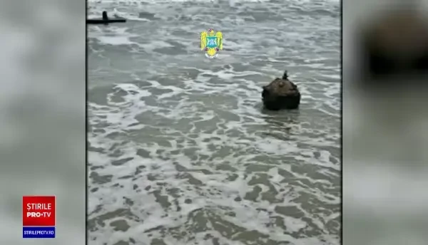 O mină marină a fost descoperită de poliţiştii de frontieră pe plajă, în zona localităţii Sfântul Gheorghe