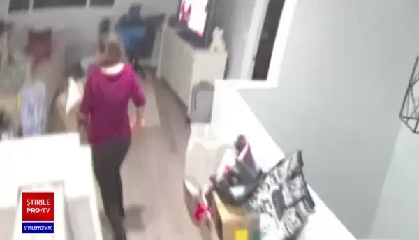 Momentul în care o femeie a fost la un pas să fie strivită de un bolovan care i-a ajuns în mijlocul casei