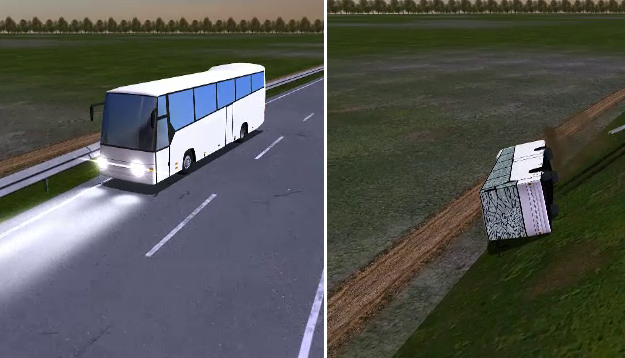 ANIMAȚIE GRAFICĂ. Cum s-a răsturnat autocarul cu români în Slovenia. „M-am trezit cu cioburi de sticlă în gură”