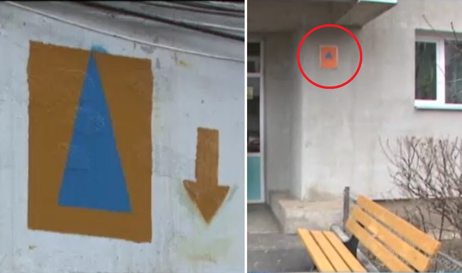 Ce înseamnă triunghiul albastru într-un pătrat portocaliu, semnul care apare pe mii de blocuri din România