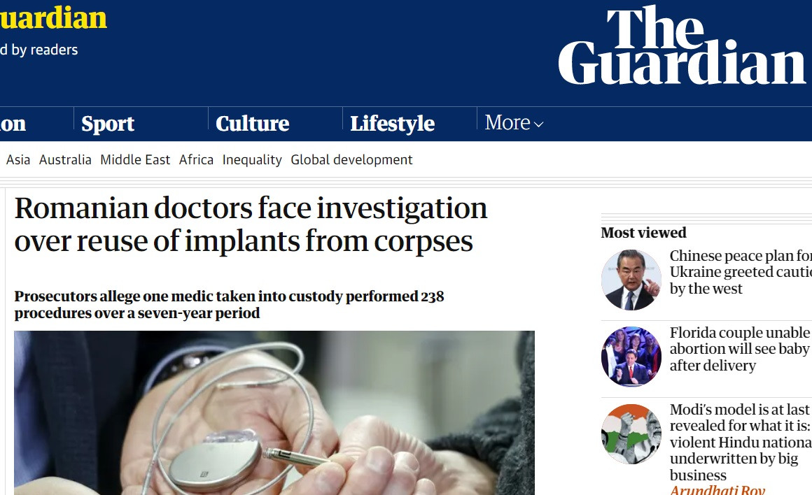 Cazul medicilor care refoloseau dispozitive de la morți și le reimplantau pacienților a ajuns în presa internațională