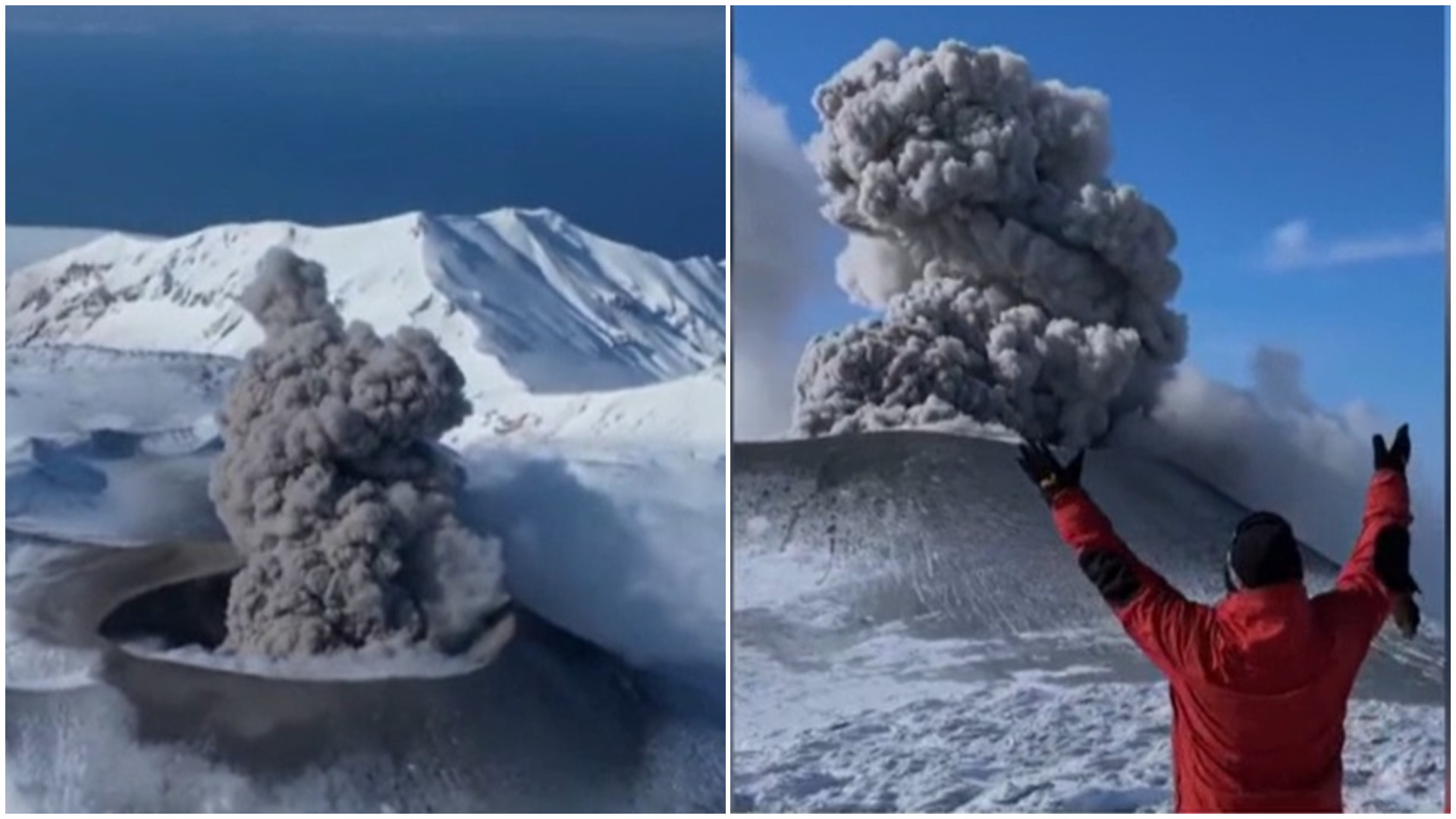 Imagini spectaculoase cu erupția vulcanului Ebeko, din Insulele Kurile. A fost stabilit un cod portocaliu de pericol