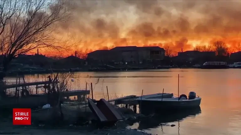 Imagini apocaliptice în Delta Dunării din cauza incendiilor provocate de oameni