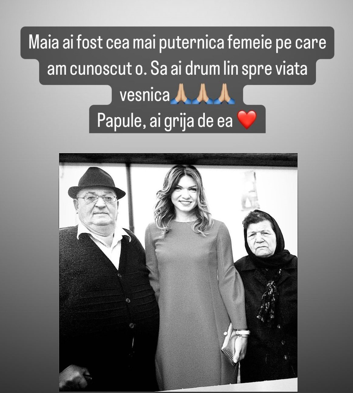 Zi tristă pentru Simona Halep. Jucătoarea de tenis a transmis că bunica ei, Maia, s-a stins din viață