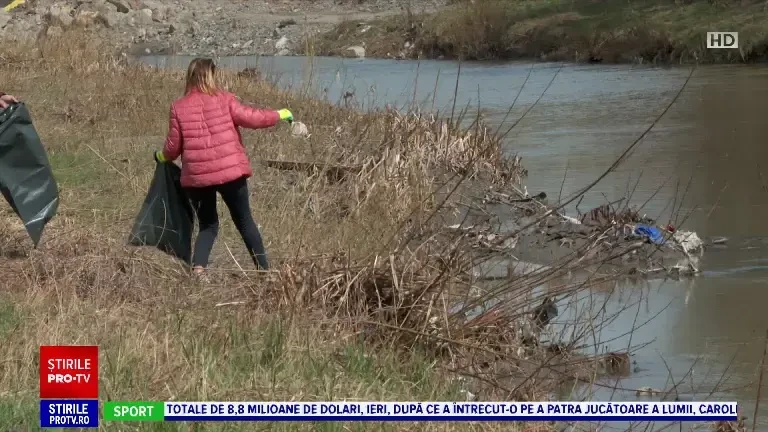 Bistrița: 400 de angajați ai Primăriei au curățat de gunoaie malurile râului care traversează orașul