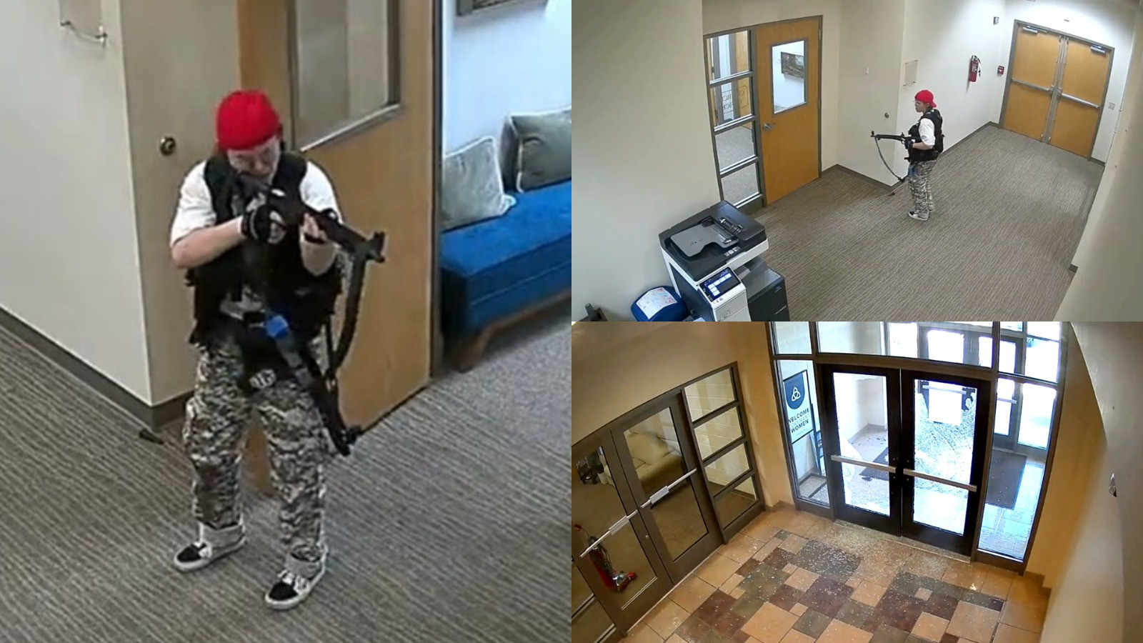 Momentul în care atacatoarea din SUA intră în școală cu o pușcă de asalt. A spulberat ușile cu focuri de armă | VIDEO