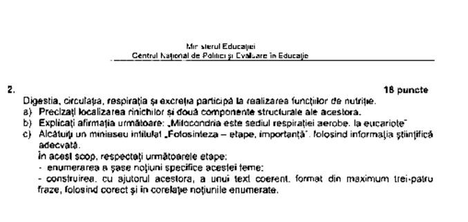 Subiecte Biologie Vegetală și animală Bac 2023