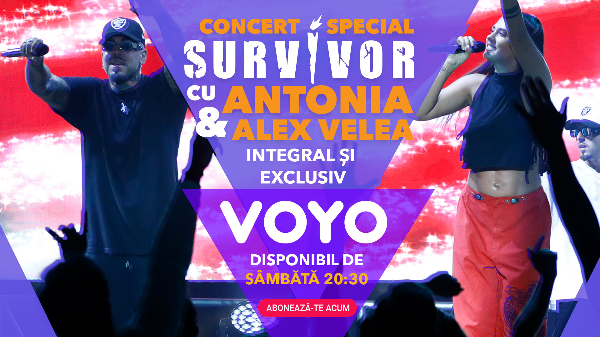 Concertul special de la Survivor oferit de Antonia și Alex Velea este disponibil pe VOYO începând de sâmbătă, 1 aprilie!