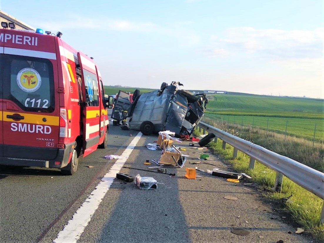 Accident pe autostrada A1, în Arad. Trei persoane au fost rănite