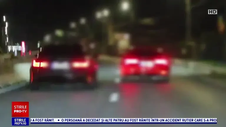 Cursă ilegală pe DN 73. Patru bărbați sunt cercetați penal după ce s-au întrecut cu mașinile