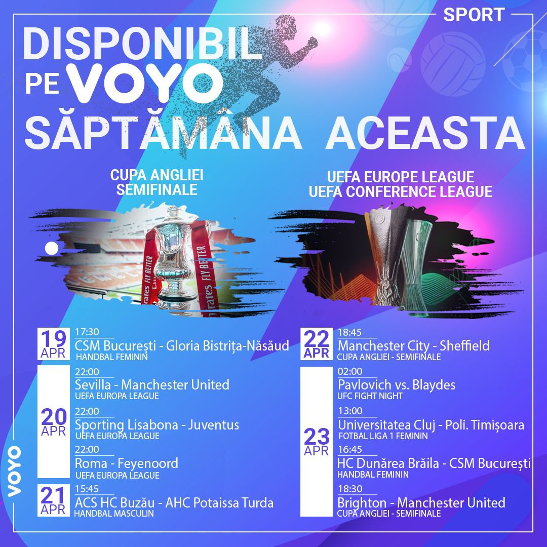 Aflăm semifinalistele din Europa League și Conference League, LIVE de la 19:45 și 22:00 pe Pro Arena și VOYO