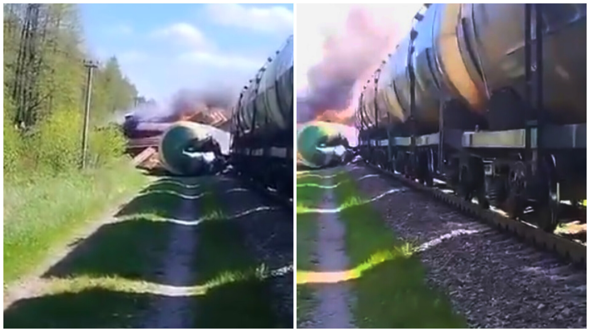 Cale ferată aruncată în aer în Rusia. Un tren care transporta combustibil a deraiat | VIDEO