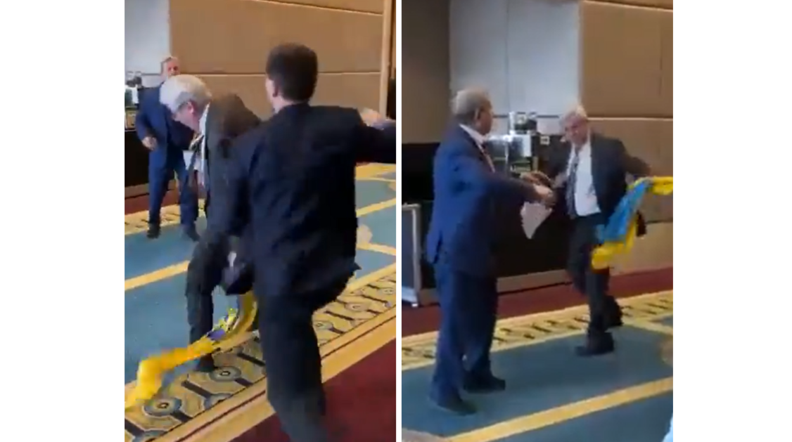 Momentul în care un delegat ucrainean loveşte în față un rus, la o reuniune de la Ankara. VIDEO