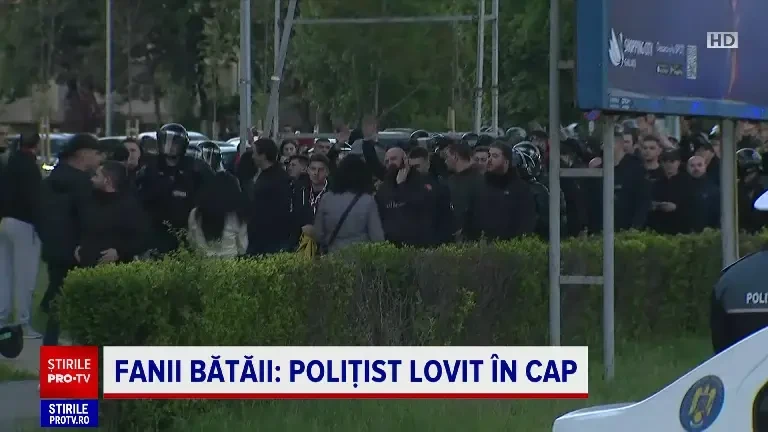Cine l-ar fi lovit pe polițist în cap cu o piatră, înaintea meciului de fotbal dintre Oțelul și Dinamo București