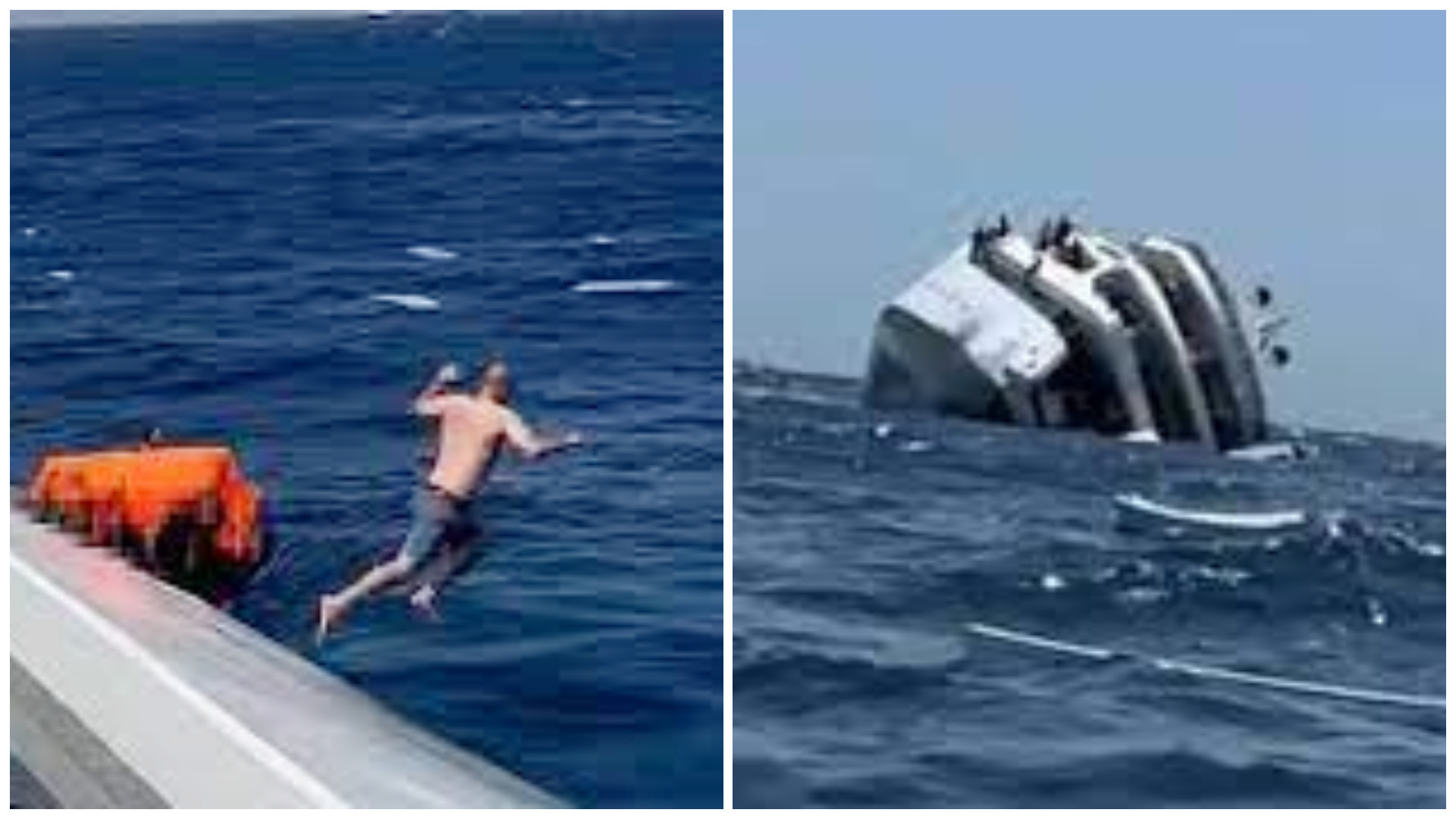 Momentul terifiant în care turiștii sar în mare de pe o navă care se scufunda în „Triunghiul Bermudelor” din Egipt | VIDEO