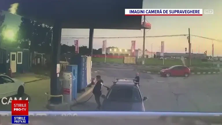 Momentul în care o mașină explodează într-o stație de încărcare cu gaz din apropierea Bucureștiului. Un om a murit | VIDEO