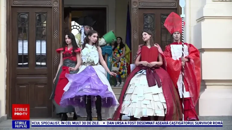 Paradă de modă inedită la Cetatea Alba Carolina. Liceeni au prezentat costume „eco”
