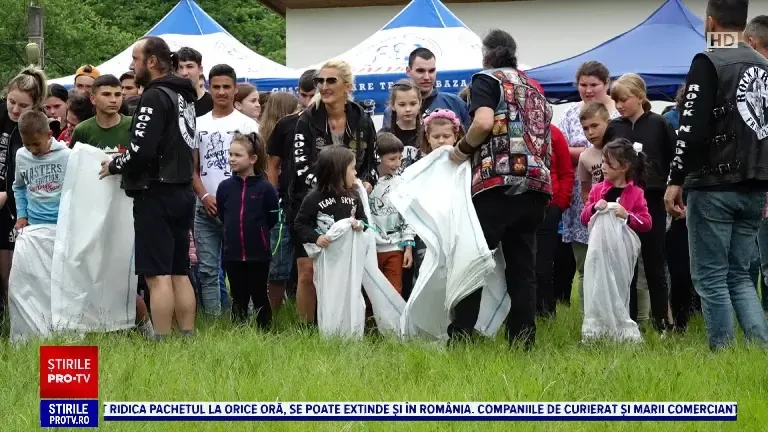 Motocicliștii din nordul țării au organizat o petrecere pentru sute de copii, mulți dintre ei orfani sau abandonați