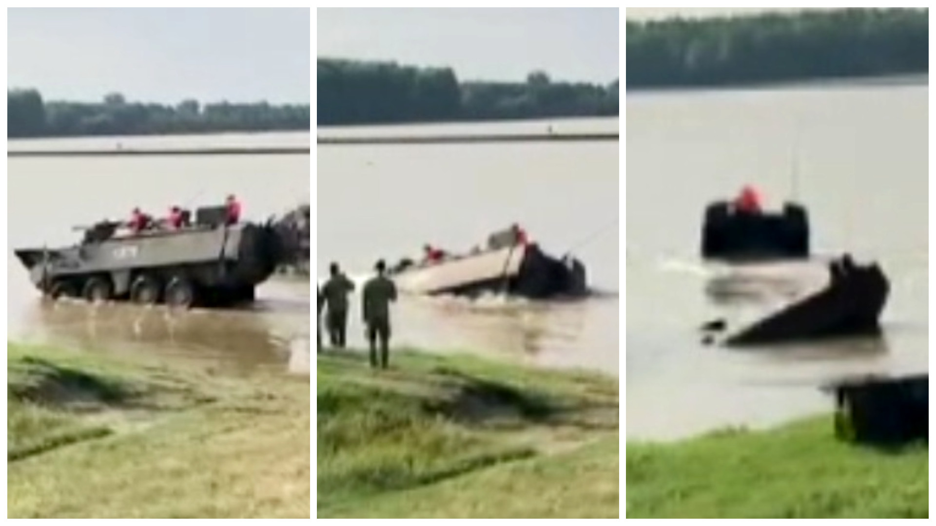 O blindată Piranha 3 a Armatei Române s-a scufundat în Dunăre în timpul celui mai mare exercițiu NATO